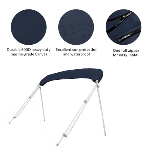 SavvyCraft Bimini Top Cover Boot, Navy, Pontoon Square Frame 96"-103" W - color: Navy, size: Pontoon Square Frame 96"-103" W