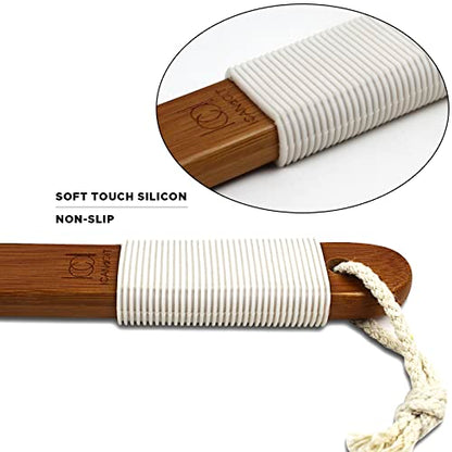 ICANdOIT-19.68Inch Natural Boar Bristles Anti-Slip Extra Long Handle Bath Brush,Bent Handle Shower Scrubber for Exfoliating,Shower Back Brush,Exfoliation Set with Pumice Stone (1 Pack) - size: 19.68"Boar Bristles Back Brush+ Pumice-2Pack
