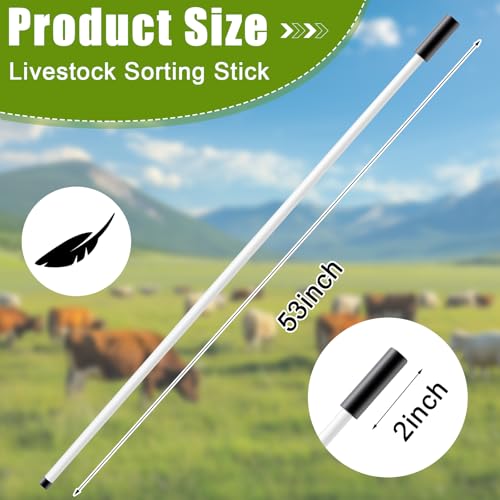 Chunful 53 Inch Fiberglass Livestock Sorting Stick White 1/2" Diameter Cattle Show Stick with Sponge Handle Bending Poles for Horses