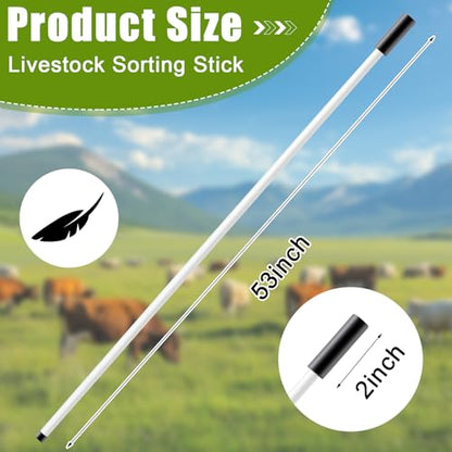 Chunful 53 Inch Fiberglass Livestock Sorting Stick White 1/2" Diameter Cattle Show Stick with Sponge Handle Bending Poles for Horses