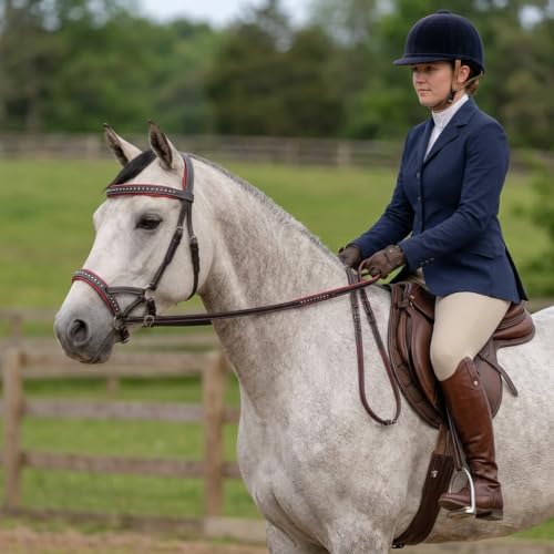 CHALLENGER Horse Western Horse Western English Leather Bitless Sidepull Bridle w/Reins Red 7708BRR-F