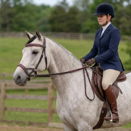 CHALLENGER Horse Western Horse Western English Leather Bitless Sidepull Bridle w/Reins Red 7708BRR-F