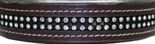 Leather Lead for Horse Halter with Rhinestone Crystals - color: Black