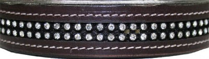 Leather Lead for Horse Halter with Rhinestone Crystals - color: Black