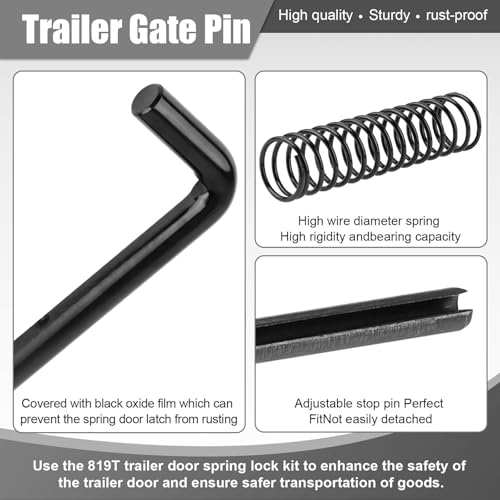 819T Trailer Gate Spring Latch Kit, 2 Pack | Heavy-Duty Steel Spring Latch Pin Replacement for Carry-On Utility Trailers, Black Oxide Rust-Resistant Finish