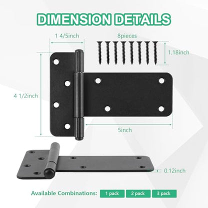 5“ Gate Hinges,260 Lbs Capacity, Matte Black,2 Pack Heavy Duty Hinge - size: 5“-2 pcs-Matte Black