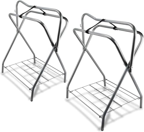 2 Pack Portable Folding Horse Saddle Stand for English & Western Saddles, 28" L x 19" W x 37.5" H, Silver - style: 2PCS Silver