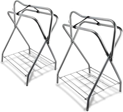 2 Pack Portable Folding Horse Saddle Stand for English & Western Saddles, 28" L x 19" W x 37.5" H, Silver - style: 2PCS Silver