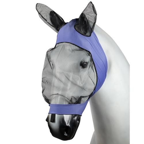 Horze Soft Stretch Breathable Lycra Mesh Insect Fly Mask with Ear Protection - Purple - Pony - color: Purple, size: Pony