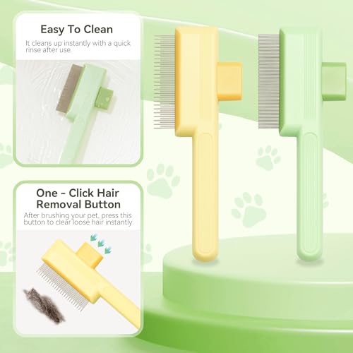 Flea Comb for Cats & Dogs Brush for Shedding Self Cleaning Pet Comb Lice Comb with Long & Short Stainless Steel Teeth Pet Hair Removal Tool 2026