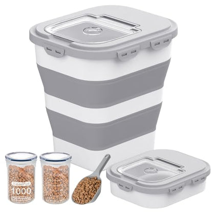 35-40Lbs Airtight Dog Food Storage Container Collapsible Dog Food Container - color: Grey/40 lbs