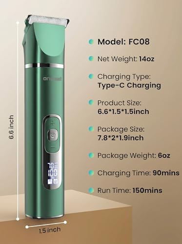 oneisall 4 in 1 Dog Grooming Kit with LCD Display Green - color: Green