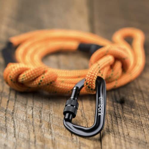 Embark Dog Leash - Heavy Duty Tough Nylon Training Lead for All Dog Breeds | Mountain Climbing Rope with Heavy Duty Locking Carabiner - Strong & Durable Nylon Pet Leash - 6 FT - Orange - color: Orange