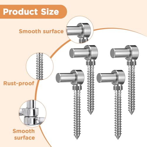 4 Pcs Stainless Steel Gate Hinges for Farm Wooden Fences, 4-1/2'' One Piece Molding M16 Screw Eye Hook Hinge Bolts with Hole Dia 5/8 Adjustable Gate Sag (4.33 x 1.97 Inches)