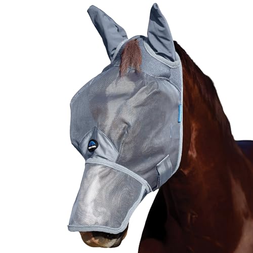 WeatherBeeta ComFiTec Durable Mesh Fly Mask with Ears & Nose, Grey, Extra Small - color: Grey, size: XS