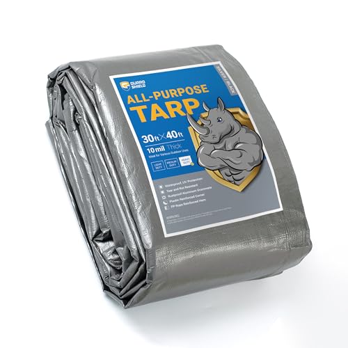 GUARD SHIELD Heavy Duty Tarp 30x40 Feet Silver/Black Multi Purpose Thick Waterproof Poly Tarp Cover 10mil - color: Silver/Black, size: 30x40