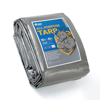 GUARD SHIELD Heavy Duty Tarp 30x40 Feet Silver/Black Multi Purpose Thick Waterproof Poly Tarp Cover 10mil - color: Silver/Black, size: 30x40