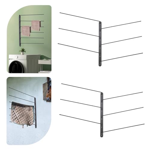 Wall Mounted Saddle Blanket Rack 2 Pack – 180° Swivel Rods for Easy Access, 5.51in Spacing for Airflow – Rust Resistant Carbon Steel, Holds Blankets, Backpacks, Towels – Home, Stable, Garage Storage