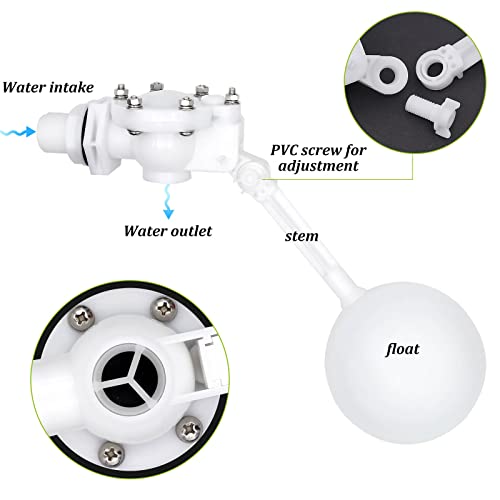 3/4 Inch Water Float Valve for Water Tank, High Flow Rate - size: 12.9" in length