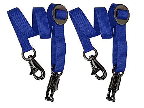 Majestic Ally Pack of 2, Double Thick Trailer Tie for Horse Haulage with Adjustable Buckle, Panic Snap and Bull Snap – 1 Inch by 36 Inch (Royal Blue) - color: Royal Blue