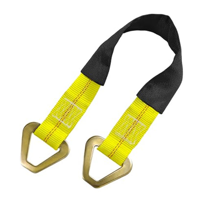 2" × 29" Premium Axle Tie Down Strap with D Rings, Heavy Duty Auto Axle Tow Strap with Protective Sleeve, 6614 Lbs Tire Wheel Tie-Down Straps for Securing Vehicle Transport (Yellow) - color: Yellow