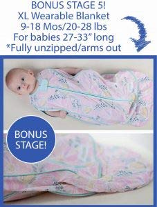 Woombie Grow with Me Baby Swaddle, Convertible Swaddle Fits 0-9 Months, Expands to Wearable Blanket Up to 18 Months, Birds & Stripes - color: Birds & Stripes, style: Grow With Me