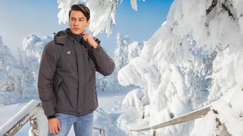 QPNGRP Mens Waterproof Ski Snowboard Jacket Winter Windproof Snow Coat - color: Cation Darkgray, size: Medium