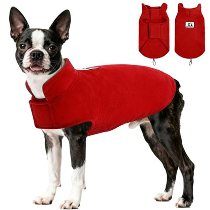 DENTRUN Reversible Dog Winter Coat, Windproof Polar Fleece Reflective Vest - color: Burgundy, size: Large