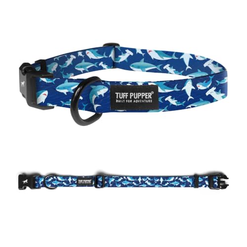 Tuff Pupper Premium Adjustable Dog Collar, Stylish Pattern Collars Designed in USA, Quick Release Buckle, Shark Tide Small (0.7 Inch Wide x 8-12 Inch Neck) - color: Shark Tide, size: Small