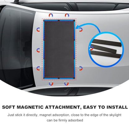 Car Sunroof Sun Shade, Magnetic Quick Install UV Sun Protection Auto Roof Screen Cover for Overnight Camping, Breathable Sunshade Mesh for Vehicle Moonroof and Side Window