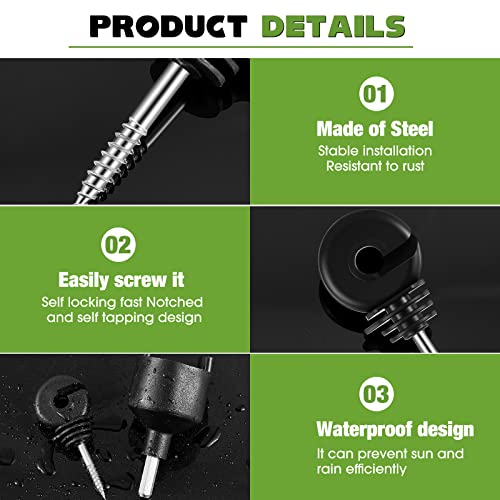 Sweetude 200 Pcs Electric Fence Insulator with 1 Pcs Insulator Socket Tool Screw in Ring Post Wood Post Electric Fence Ring with Socket Tool for Animal(Black) - color: Black