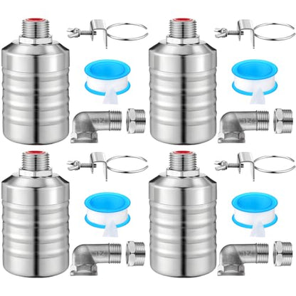 MorningRo 4 Pack Water Float Valve 1/2" to 3/4'' Auto Shut off Water Tank Float Valve 304 Stainless Steel Fully Automatic Level Control for Pool, Livestock Troughs (Classic Style) - style: Classic Style