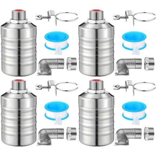 MorningRo 4 Pack Water Float Valve 1/2" to 3/4'' Auto Shut off Water Tank Float Valve 304 Stainless Steel Fully Automatic Level Control for Pool, Livestock Troughs (Regular Style) - style: Regular Style