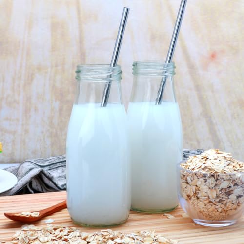 QAPPDA 6 Pack 12 oz Glass Bottles, Clear Glass Milk Bottles with White Lids - color: White Lid