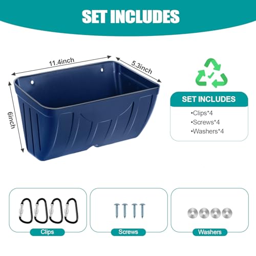 Chicken Feeder Waterer,Hanging Goat Feeders,5 Quart*2 Pack,Feeder Trough for Sheep Duck Poultry Dog, Fence Feeder Trough Livestock Feeding Container, Chicken Coop Accessories,Blue - color: 2 Pack Blue