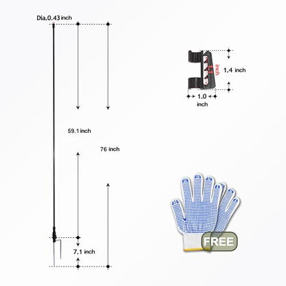 76 Inches High Fiberglass Step-in Electric Fence Portable Posts with Double Spikes - 40 Posts Come with 200 Clips - size: 76 in x 40 x 2 stake