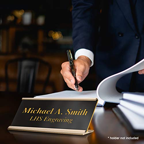 Custom Engraved Office Door Name Plate & Desk Signs, Black, 2x4 - color: B3 - Polished Black & Gold Lettering, size: 2in x 4in (5.1cm x 10.1cm)