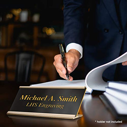 Custom Engraved Office Door Name Plate & Desk Signs, Black, 2x4 - color: B3 - Polished Black & Gold Lettering, size: 2in x 4in (5.1cm x 10.1cm)