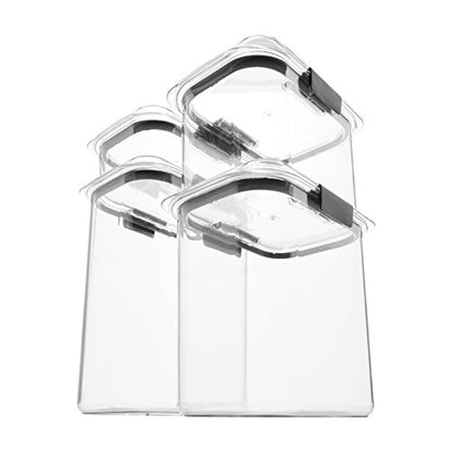 Rubbermaid Brilliance Pantry Food Storage Containers, Set of 4 (8 Pieces), BPA-Free, Clear, Airtight - size: Assorted Sizes (8-Piece)