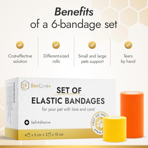 Cat & Dog Bandages for Wounds Protect from Licking and Dirt – Set of 4 pcs x 5 cm + 2 pcs x 10 cm – Dog Wound Care from Natural Rubber Latex - size: 4 pcs x 5 cm + 2 pcs x 10 cm