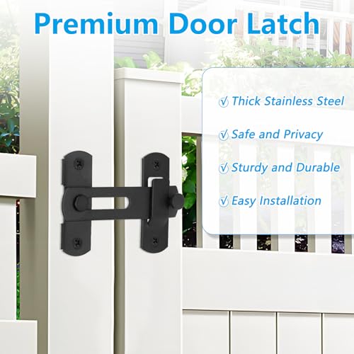 2 Pack Premium Barn Door Lock, 4-Inch Sliding Door Latch, Black - color: Black