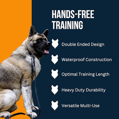 Fenrir - Dog Training Leash - Heavy Duty Dog - Double Ended Carabiner - Long Dog Lead - Non-Slip Lead Waterproof Gear for Large & Small Dogs Puppy - 2.1m (Red) - color: Red