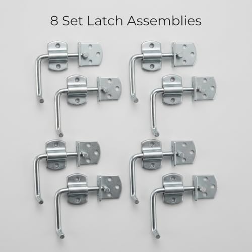 QWORK Surface-Mounted Straight Side Gate Latch Set – Zinc-Coated Metal Locking Hook for Trailers, Wood Gates & Sheds