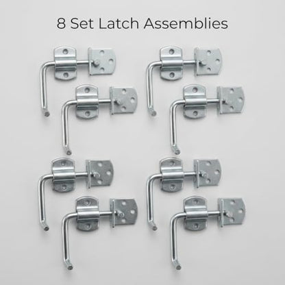 QWORK Surface-Mounted Straight Side Gate Latch Set – Zinc-Coated Metal Locking Hook for Trailers, Wood Gates & Sheds