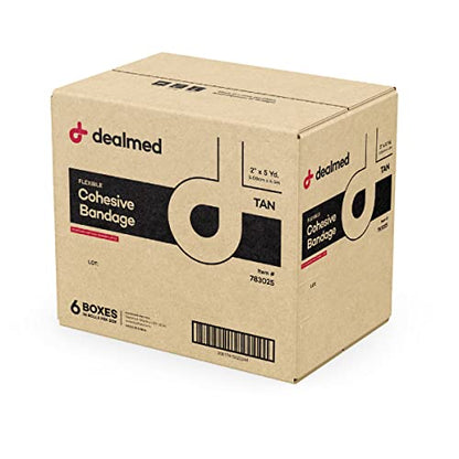 Dealmed Cohesive Bandage Wrap - 2" x 5 yd - Self-Adherent, Tan - 216 Rolls - color: Case (Tan), size: 2" x 5 yards