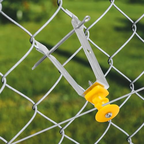 Tondiamo Chain Link Insulator Electric Fence Stainless Steel Insulator T Post Extender Wire Holders for Chain Link and Studded T & U-posts Tubing(Yellow,50 Pcs) - color: Yellow