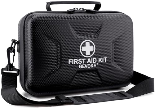 Gevoke 410 Piece Waterproof Hard Shell First Aid Kit, Black | For Home, Car, Travel, Camping, Truck, Hiking, Sports, Office, Vehicle & Outdoor, Emergency Medical Kits - color: Black