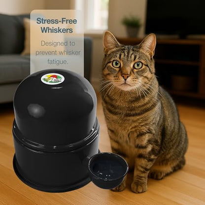 Pet Water Dispenser for Dogs and Cats, 47.3 oz – Gravity-Fed Aluminum Water Bowl, Prevents Wet Fur, Provides Continuous Fresh Water, Electrostatic Coated Finish, Vida Mansa (Black) - color: Black