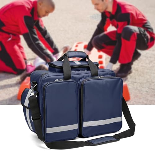First Aid Bag - Empty Medical Storage Bag for Home Health, Nursing Students, Therapists & Doctors - color: Navy Blue