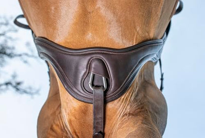 LeMieux Gel-Tek Anatomic Jumping Girth - Contoured Shape - Dynamic Gel and Ultra Soft Leather - color: Brown, size: 105cm/42"